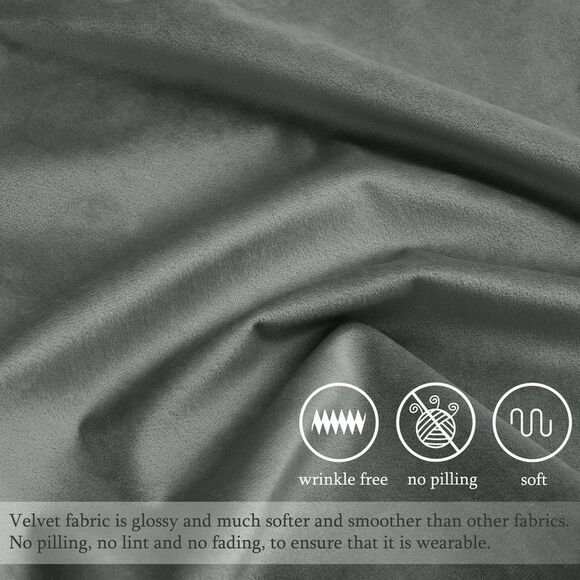 Velvet Throw Pillow Cover Cushion Cases for Sofa Bed 16"x16" Gray - Picture 3 of 6